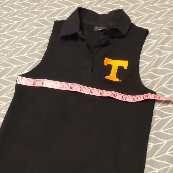 Black Sleeveless Polo Dress with Orange T Logo - Picture 4 of 8